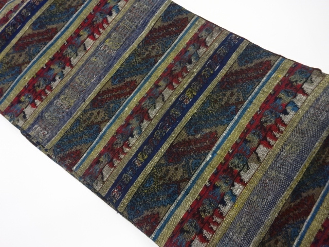 JAPANESE KIMONO / VINTAGE NAGOYA OBI / TSUMUGI / WOVEN STRIPES